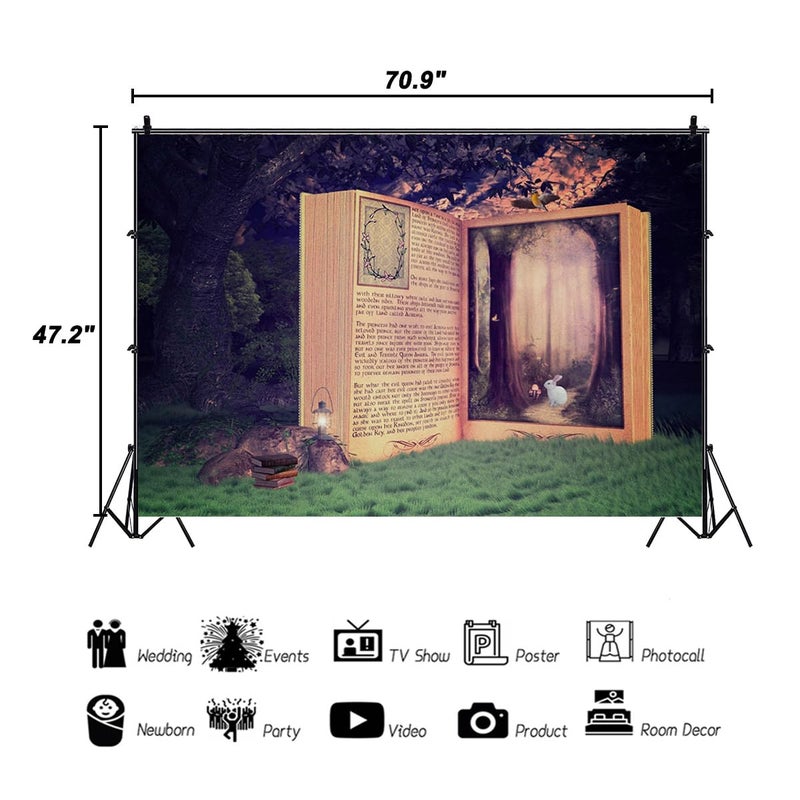 AOFOTO 6x4ft Fairy Tale Book Backdrop Enchanted Forest Girl Baby Shower Photoshoot Decorations Little Princess Birthday Party Background for Photography Photo Studio Props Vinyl - Image 3